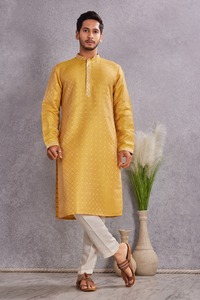 Best Selling Wedding Party Casual Wear Pure Cotton <b>Men's</b> Traditional Simple Quick Dry Breathable Regular Fit <b>Kurta</b> Available - Product Image 4
