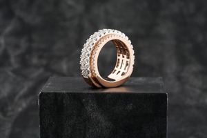 Hot Selling VVS Moissanite 925 Sterling ROSE <b>GOLD</b> <b>Ring</b> <b>Gold</b> Plated with Diamond Test Pass for Men Women's HipHop Style Jewelry - Product Image 1