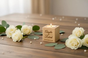 Wood <b>Tea</b> Light Holder Set Round Handmade Candle Holder for Home Decoration - Product Image 2