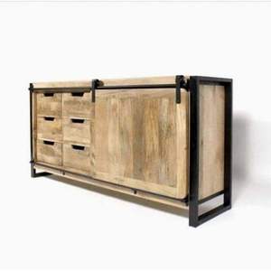 Casa de campo industrial de gran capacidad, puerta corredera antigua de madera de mango macizo Vintage y 6 cajones, armario para apartamento y sala de estar - Product Image 2