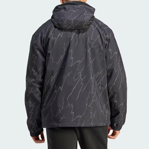 Men's Hooded Windproof <b>Jacket</b> With Lightning Print Sporty Style Polyester Shell Regular Length Spring Wear - Product Image 4