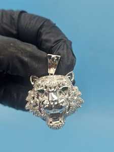 Joyería Hip Hop, Colgante de Cabeza de León de Plata de Ley 925, Colgante con Incrustaciones de Diamantes, Colgante Personalizado con Moissanita VVS, Colgante Estilo Rapper - Product Image 6