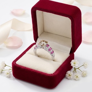 Bague de mariage de luxe en or blanc 18 carats avec rubis et diamants sertis griffe pour femme, cadeau d'anniversaire - Product Image 4