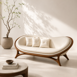 Sofá Curvo de Madera de Teca Sólida de Lujo, Sofá Moderno para Salón, Muebles para Sala de Estar de Villas, Hoteles y Resorts - Product Image 5