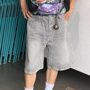 Pantalones Cortos de Mezclilla con Lavado Ácido OEM, Estilo Urbano, Corte Holgado, Vintage, de Algodón, Proveedor Personalizado - Product Image 2