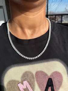 Collar de cadena de moissanita VVS con diamantes redondos, plata de ley 925, color D original, tipo tenis, para regalo de compromiso para ella. - Product Image 2