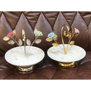 Tazón de Lujo para Servir Alimentos, de Alta Calidad, Chapado en Oro, Plateado Brillante, con Mármol Blanco, para Centro de Mesa de Hogar u Hotel - Product Image 1