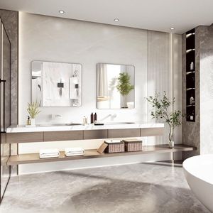 Specchio da Parete Rettangolare Moderno Argento 76x91 cm con Cornice Profonda in Metallo per Camera da Letto, Soggiorno, Ingresso, Montaggio a Parete - Product Image 4