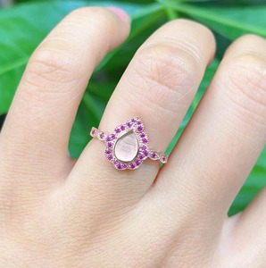 Bague en argent 925 plaqué or 18 carats, 6x8mm, avec sertissage CZ, design floral, forme goutte d'eau, pour lait maternel, à personnaliser, bijou souvenir DIY - Product Image 5