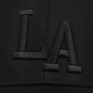 Black 6-Panel Baseball <b>Cap</b> With Embroidered LA Logo Front Panel Unisex Adjustable Fit Twill Fabric Casual Style - Product Image 5