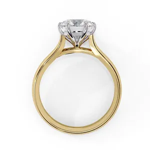 Bague de fiançailles solitaire en or sur mesure avec diamant de laboratoire rond brillant de 2 carats, sertie de six griffes et de monture haute, bijoux de mariée - Product Image 6