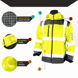 Veste de travail haute visibilité réfléchissante pour homme avec bande réfléchissante activée par la lumière, manteau de sécurité en polyester - Product Image 3