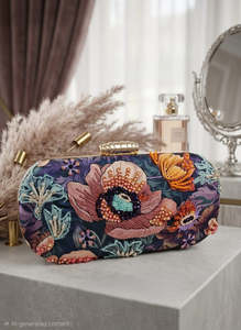 Handmade Floral Embroidery Clutch Bag Women Indian Ethnic Evening Party <b>Wedding</b> Purse - Product Image 3