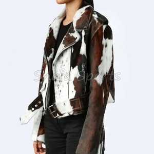 Chaqueta Clásica de Cuero para Mujer, Chaqueta Larga de Cuero Vacuno Genuino, Chaqueta de Invierno Elegante - Product Image 4