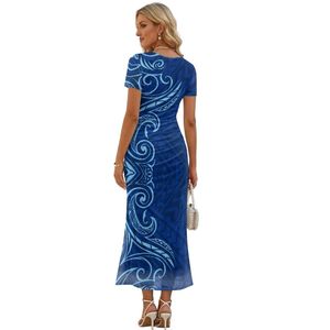 Vestidos Hawaianos Polinesios para Mujer, Estilo Samoano, con Superposición, Mangas Cortas, Cuello Redondo, Puletasi - Product Image 3