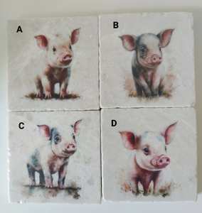 Posavasos de Mármol Rústico con Diseño de Cerdito, Posavasos de Piedra Pulida para Bebidas, Decoración Rústica para el Hogar - Product Image 5