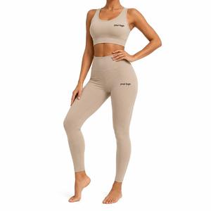 Women's Eco-Friendly for Seamless Custom Yoga Set High Waist Leggings Sports Bra Quick Dry Stretch Fitness Workout Activewear - Product Image 4
