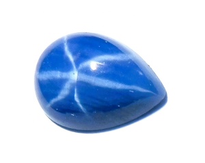 Zafiro Azul Estrella Pera 7x10 mm 3 Quilates, Cabujón Pulido Creado en Laboratorio con Efecto Estrella de 6 Rayos, 4 mm de Altura para Fabricación de Joyas - Product Image 2