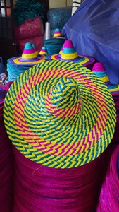 Natural Grass Sombrero Straw Hat Mexico Style Seagrass Hand Embroidery Checked Pattern Colorful Edges Summer <b>Wide</b> Brim Handmade - Product Image 5