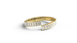 Bague de mariage demi-éternité de luxe en or 18 carats avec diamants baguette verticaux, bijoux empilables, joaillerie fine pour femme - Product Image 1