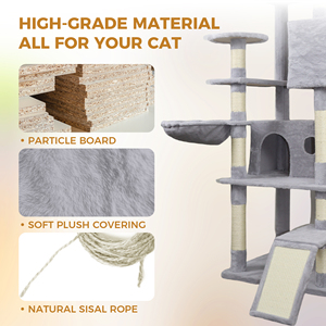 Griffoir pour chat en sisal et arbre à chat multi-niveaux au design moderne, emballé en carton, mobilier d'intérieur pour animaux de compagnie pour grands chats - Product Image 5