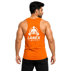 Custom Men's <b>Orange</b> Gym Tank <b>Top</b> Sleeveless Fitness <b>Vest</b> Bodybuilding Workout Shirt Quick Dry Training Athletic Sportswear - Product Image 4