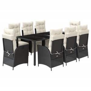 Conjunto de Comedor Grande para Jardín de Ratán Sintético Negro con Fundas Extraíbles - Product Image 2