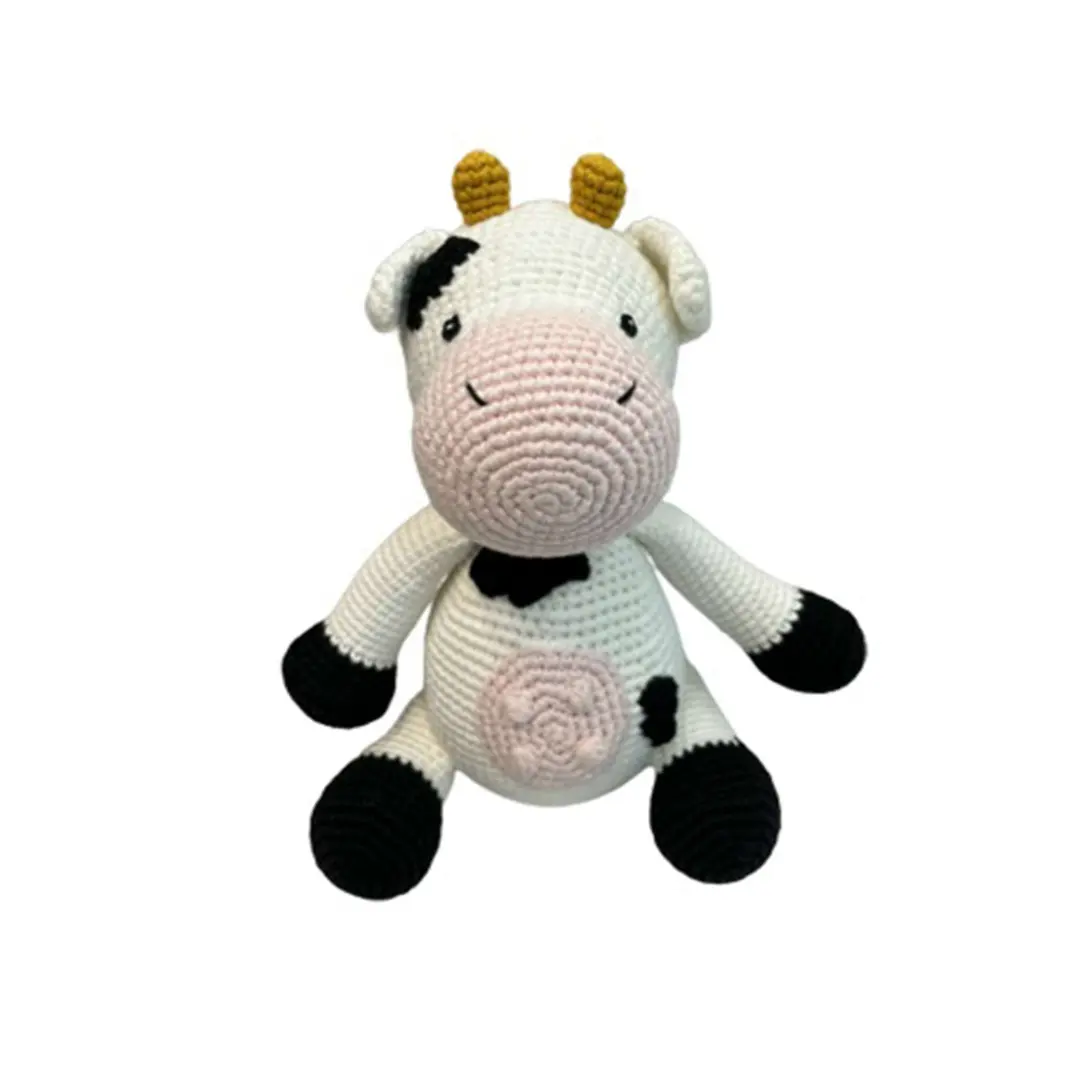 Amigurumi Crochet mucca farcito mucca giocattolo maglia peluche peluche mucca filato Decor regalo fattoria fienile animale da latte