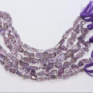 ลูกปัดอเมทิสต์สีชมพูทรงเหลี่ยมขนาด 7-8 มม. ลูกปัดอเมทิสต์สีชมพูเจียระไนด้วยเลเซอร์ ขนาด 9 นิ้ว เครื่องประดับอเมทิสต์สีชมพูทรงหยดน้ำ - Product Image 1