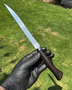 Cuchillo de Filetear Hecho a Mano de Acero Inoxidable con Mango de Madera y Funda de Cuero, Hoja de Punta Caída, Borde Recto, Grosor de 0.6 mm - Product Image 3
