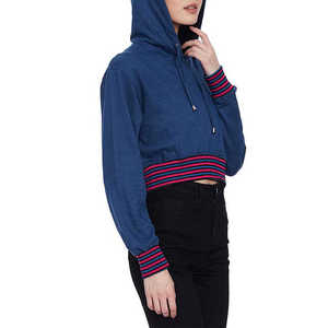 Sudadera con capucha transpirable de cierre completo para mujer, estilo casual, con logo personalizado, top corto, ¡gran oferta! - Product Image 3