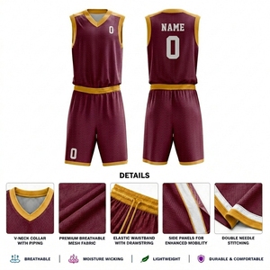 Custom Basketball Uniform Set Jersey Shorts V Neck Mesh Breathable Sublimation OEM Wholesale Manufacturer - Product Image 2