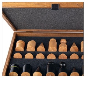 Luxury Modern <b>Wooden</b> <b>Chess</b> Set Unique Geometric Abstract <b>Chess</b> <b>Pieces</b> High End Custom Handmade Wood <b>Chess</b> Board Set for Gift - Product Image 3
