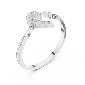 Anillo de oro macizo de 14k para mujer con diamante de corte redondo minimalista en forma de corazón, ideal para regalo, compromiso, aniversario, boda. - Product Image 5