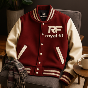 Custom Varsity Jacket Mens Wool Body Genuine Leather Sleeves Embroidered Logo Letterman Jacket OEM Wholesale - Product Image 3