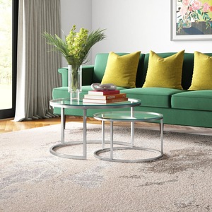 Modern <b>Round</b> Metal <b>Coffee</b> <b>Table</b> Set With Tempered Glass Top <b>Nesting</b> Design Living Room Furniture - Product Image 5