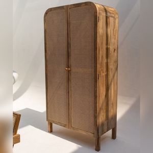 ตู้เก็บของทรงโค้งด้านบน รุ่นวานดานา เวสต้า เฮกซา ทำจากหวายสานธรรมชาติ ดีไซน์ทันสมัย โครงสร้างไม้เนื้อแข็ง - Product Image 4