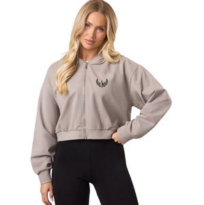 Sweat à capuche court léger beige clair pour femme en molleton bouclé, idéal pour le sport, les voyages et les loisirs - Product Image 1