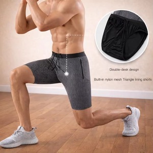 Men's Black Quick-Drying Double <b>Layer</b> Fitness Shorts New Sport Workout Training Bodybuilding Canvas Sports Vintage <b>Mid</b> - Product Image 1