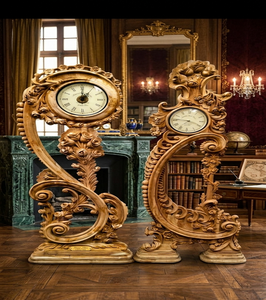 Horloge de sol royale antique au design moderne, mouvement à quartz, horloge en bois rétroéclairée pour la maison, le salon, les meubles - Product Image 4