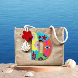 Bolsa de Mano de Lona de Algodón con Bordado de Paraguas, Bolso de Hombro para Compras, Reutilizable, para la Compra de Comestibles, para Mujer, para el Verano, la Playa y las Vacaciones - Product Image 5