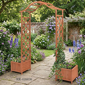 Pont décoratif de jardin avec jardinières - Product Image 4
