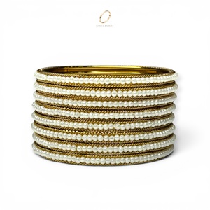 Juego de Brazaletes de Perlas Chapadas en Oro de Alta Calidad Directo de Fábrica para Mujer, Joyería de Moda India Premium para Bodas, Precio al por Mayor - Product Image 2