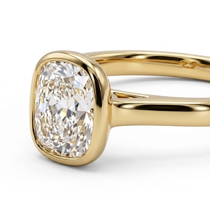 Cushion Cut Lab Grown <b>Diamond</b> Solitaire <b>Ring</b> in 18K Yellow Gold | 1.00 CT - Product Image 2