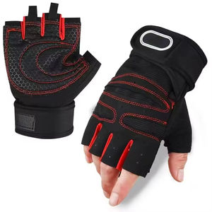 Gants de musculation unisexes en cuir/néoprène à demi-doigts, respirants, imperméables, avec longue sangle de poignet, équipement de fitness pour la gym, vente en gros - Product Image 1
