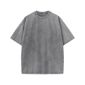 เสื้อยืดผู้ชายทรงเข้ารูป ผ้าคอตตอนถักแบบวอช ทอเนื้อเรียบ สีพื้น คอกลม แขนสั้น สไตล์ลำลอง โลโก้ด้านหน้า - Product Image 3