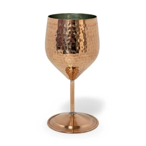 Pure Copper Hammered <b>Wine</b> <b>Goblet</b> Set Brass Stem Copper Cocktail Glass Set Of 2 - Product Image 4