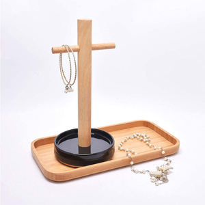 Plateau de service rectangulaire en bambou avec rebord surélevé, plateau de présentation en bois pour le thé, les collations, usage décoratif - Product Image 5
