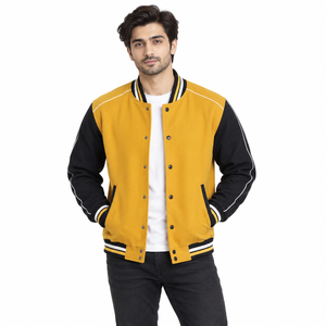 Veste universitaire grise pour homme en laine avec manches blanches, fermeture éclair, vêtement d'extérieur décontracté en polaire, motif écossais écologique pour le printemps - Product Image 4