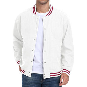 Chaqueta Varsity Vintage con Lavado Desgastado, Mezcla de Lana, Mangas de Cuero Envejecido, Aspecto Desgastado, Cierre de Broches, Estilo Retro - Product Image 4